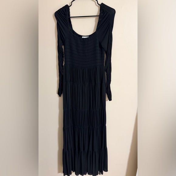 NWT La Ligne Mary Alice Smocked Tiered Long Sleeve Black Maxi Dress Size M - Picture 6 of 13